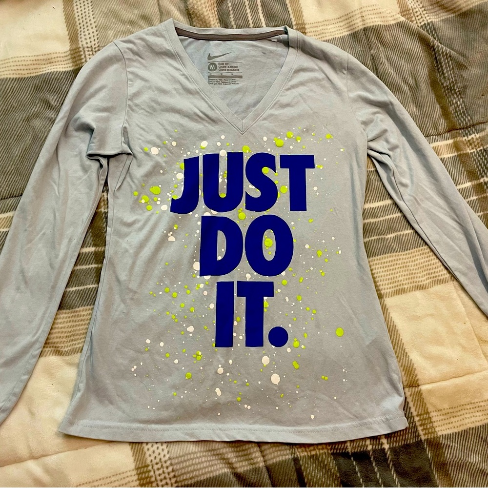 Nike Size Medium Just Do It long sleeved blue tshirt.